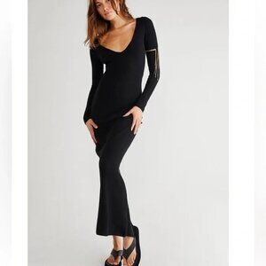 Free People FP Beach Trixie Sweater Ribbed Long Fitted Maxi Dress